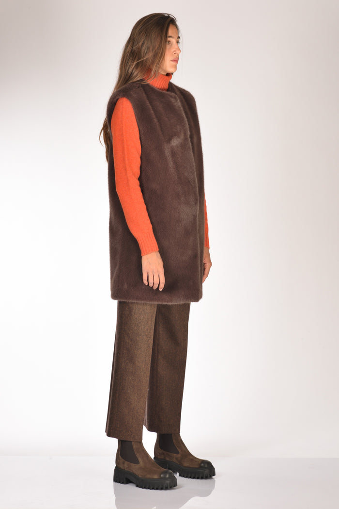 Herno Gilet Ecofur Marrone Donna - 4