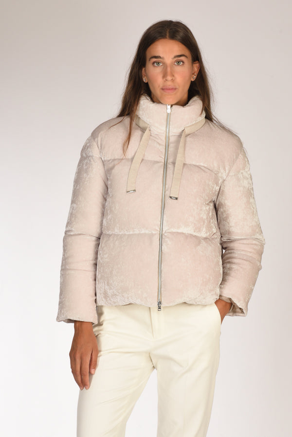 Herno Piumino Velluto Beige Chiaro Donna