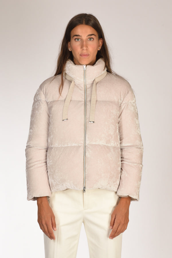 Herno Piumino Velluto Beige Chiaro Donna-2