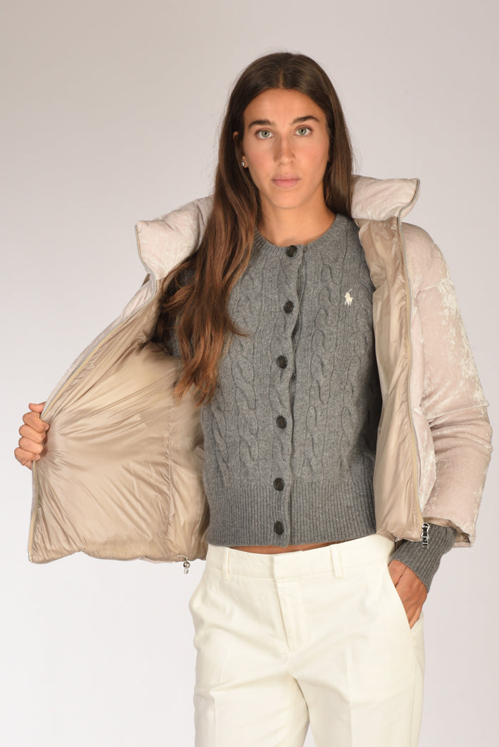 Herno Piumino Velluto Beige Chiaro Donna - 6