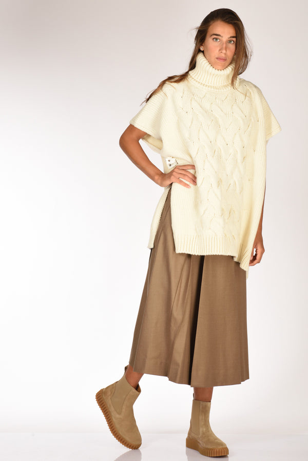 Herno Poncho In Maglia Bianco Donna