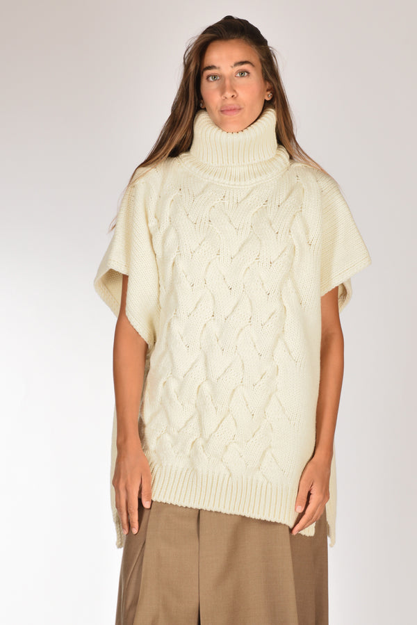 Herno Poncho In Maglia Bianco Donna-2