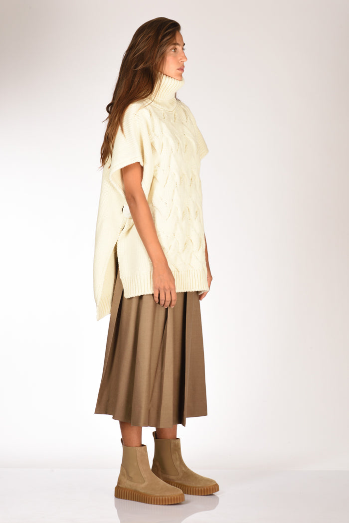 Herno Poncho In Maglia Bianco Donna - 4