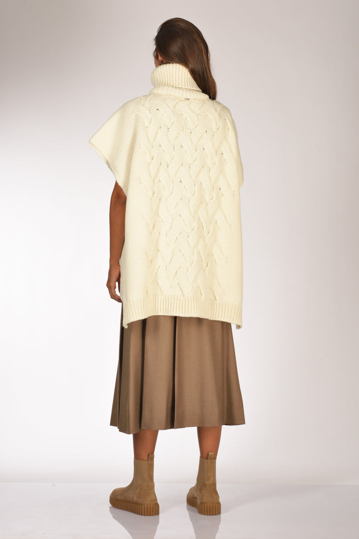 Herno Poncho In Maglia Bianco Donna - 5