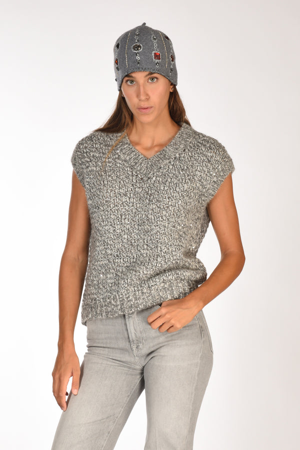Herno Maglia Smanicata Grigio Chiaro/grigio Scuro Donna