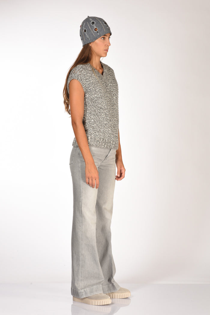Herno Maglia Smanicata Grigio Chiaro/grigio Scuro Donna - 4