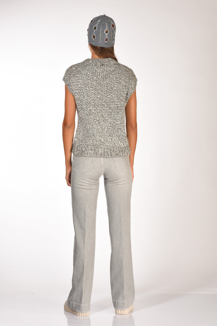 Herno Maglia Smanicata Grigio Chiaro/grigio Scuro Donna - 5