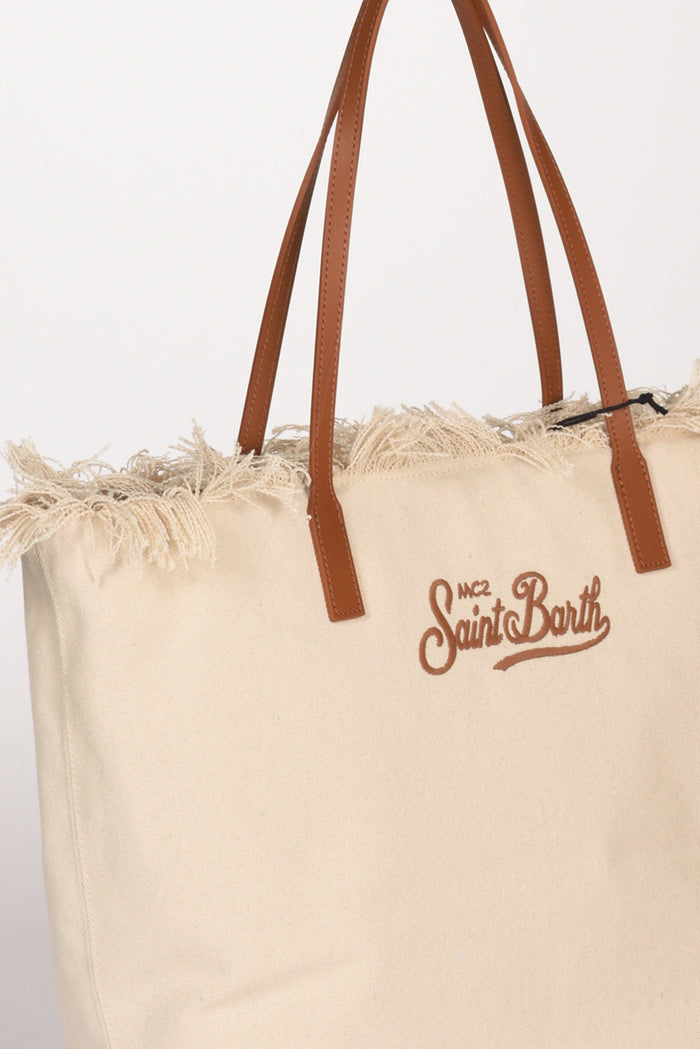 Mc2 Saint Barth Borsa City Bag Beige Chiaro/marrone Chiaro Donna - 4