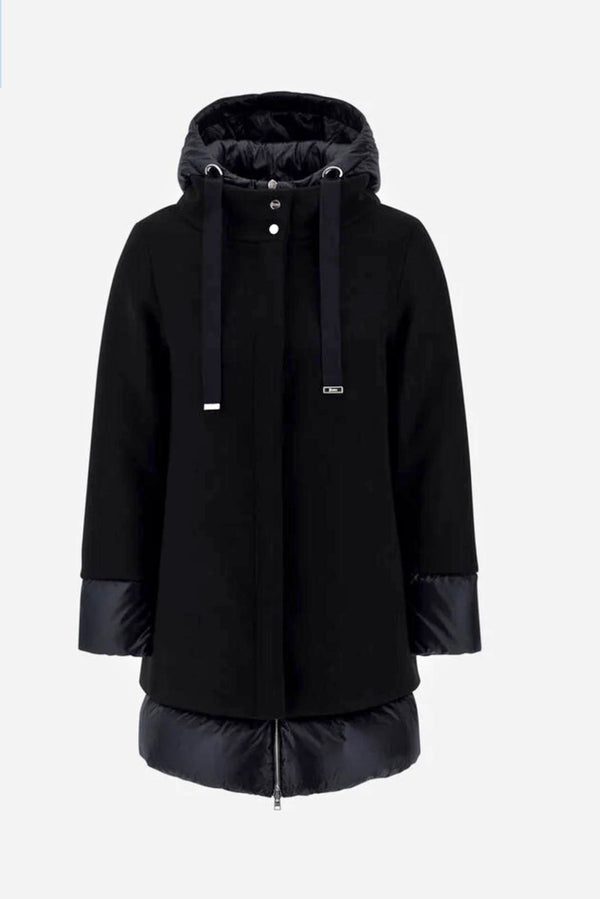 Herno Piumino Bitessuto Nero Donna