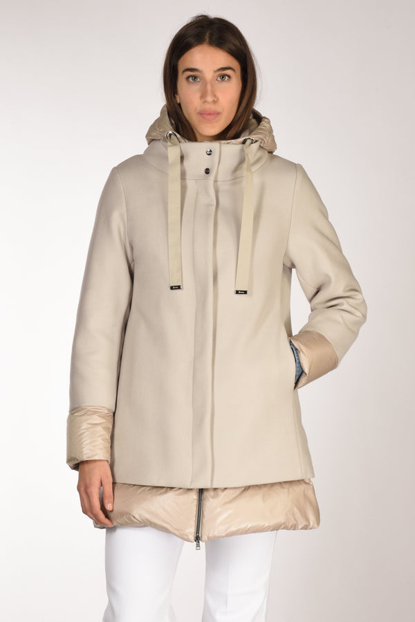 Herno Piumino Bitessuto Beige Donna