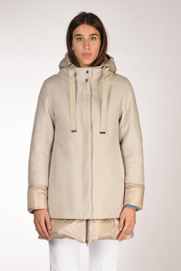 Herno Piumino Bitessuto Beige Donna-2