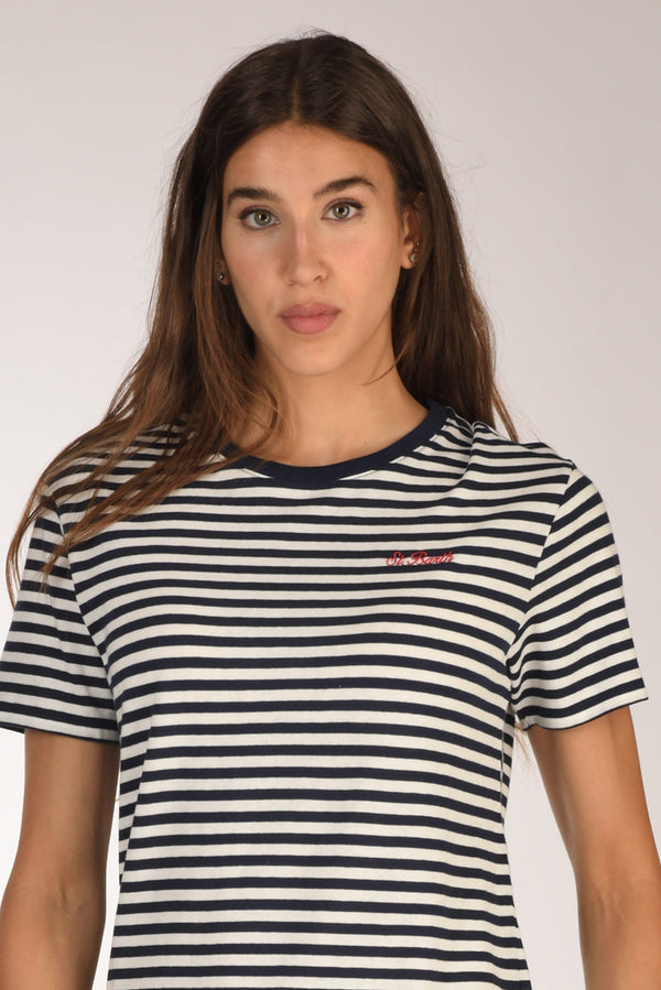 Mc2 Saint Barth Tshirt Emilie Blu/bianco Donna
