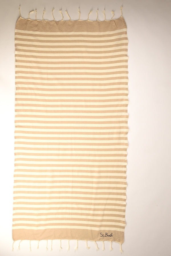 Mc2 Saint Barth Telo Mare Foutas Beige/bianco Donna