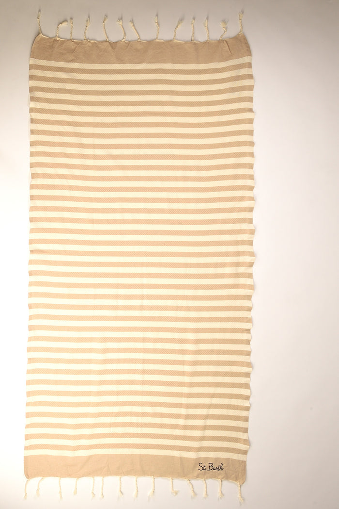 Mc2 Saint Barth Telo Mare Foutas Beige/bianco Donna - 1