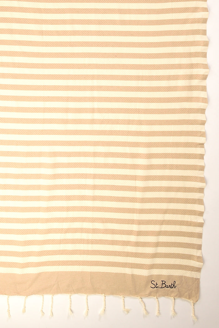 Mc2 Saint Barth Telo Mare Foutas Beige/bianco Donna - 2