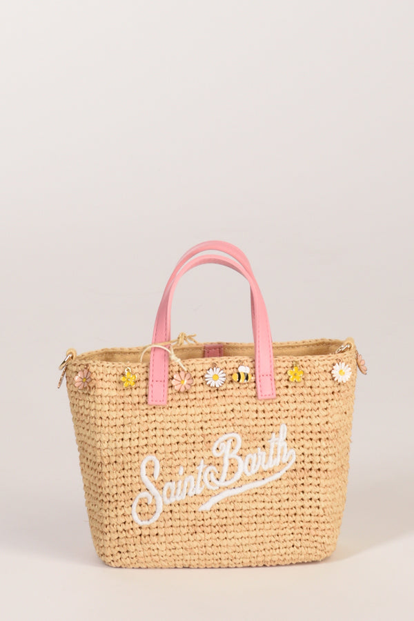 Mc2 Saint Barth Borsa Raffia Beige/rosa Donna