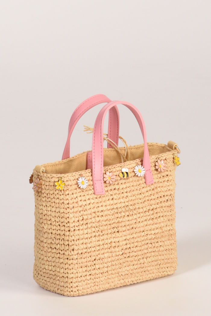 Mc2 Saint Barth Borsa Raffia Beige/rosa Donna - 4