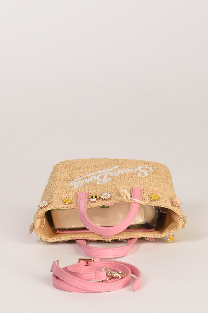 Mc2 Saint Barth Borsa Raffia Beige/rosa Donna - 5