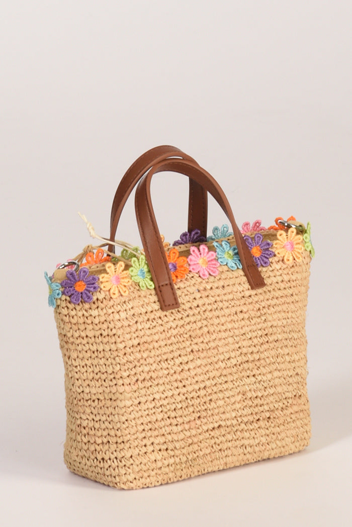 Mc2 Saint Barth Borsa Raffia Beige/rosa/marrone Donna - 4