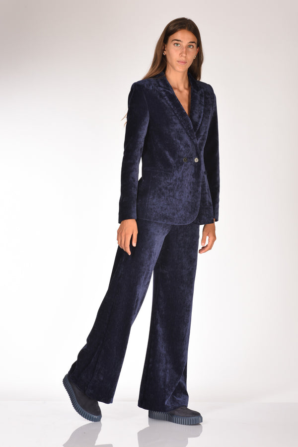 Forte Forte Pantalone Velvet Blu Donna-2