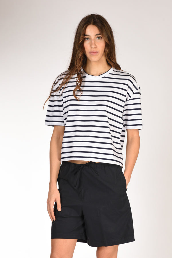 Allude Maglia Rigata Bianco/blu Donna