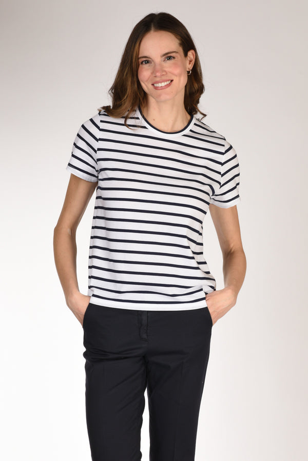 Allude Tshirt Maglia Bianco/blu Donna