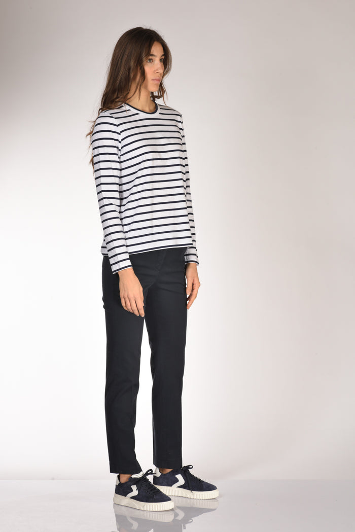 Allude Maglia Rigata Bianco/blu Donna - 4