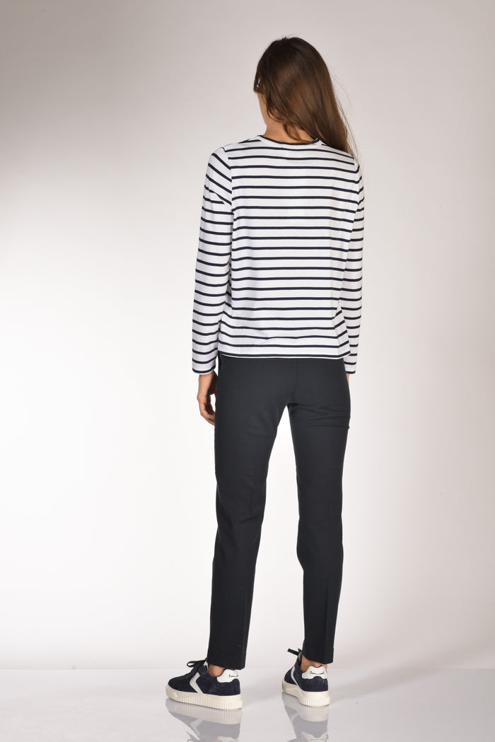 Allude Maglia Rigata Bianco/blu Donna - 5