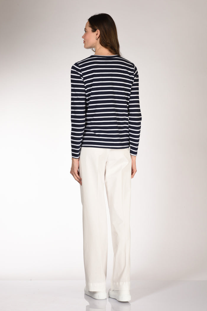 Allude Maglia Rigata Blu/bianco Donna - 5