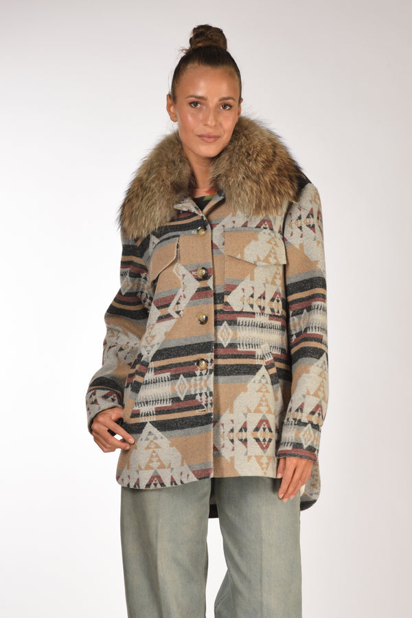 Ava Adore Caban Con Tasche Beige/multicolor Donna