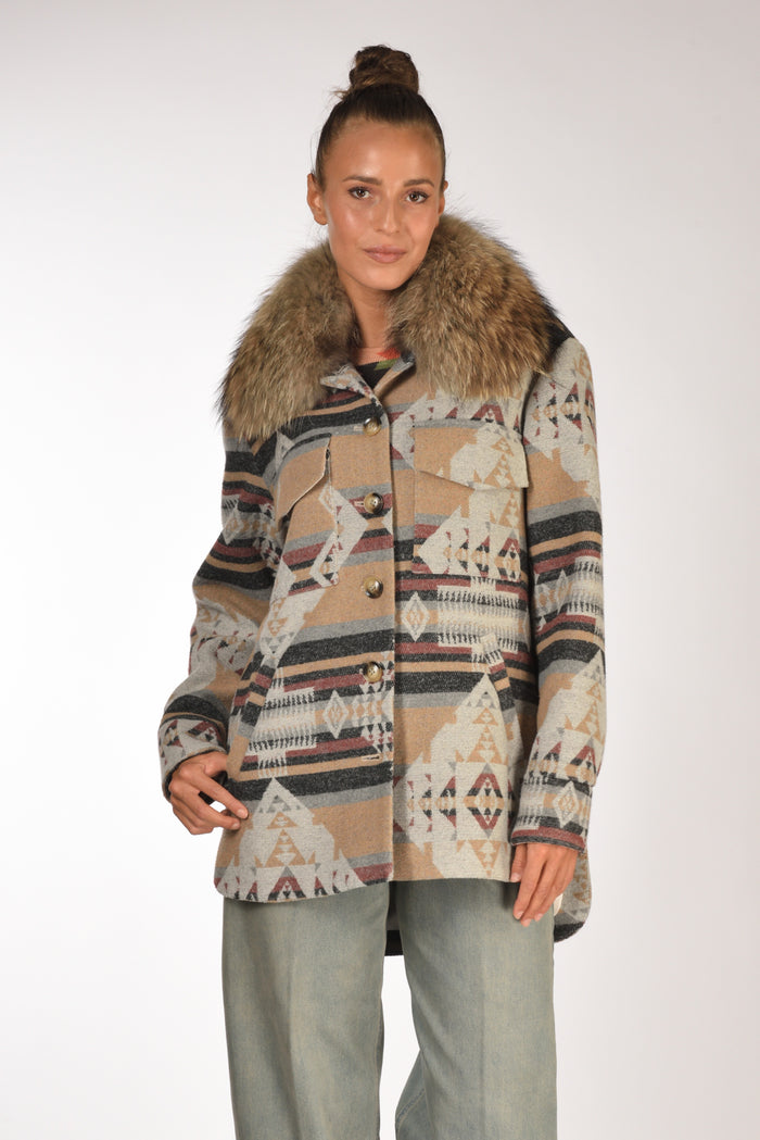 Ava Adore Caban Con Tasche Beige/multicolor Donna - 1