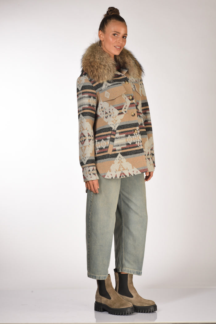 Ava Adore Caban Con Tasche Beige/multicolor Donna - 4