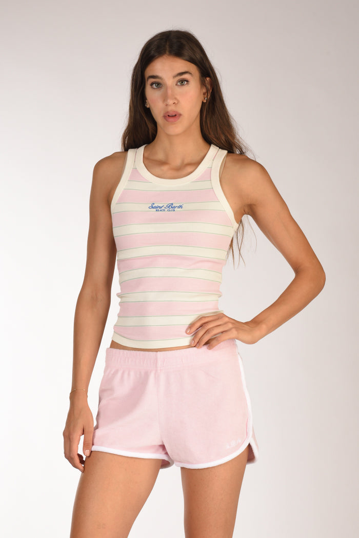Mc2 Saint Barth Canotta Ada Rosa/bianco Donna - 1