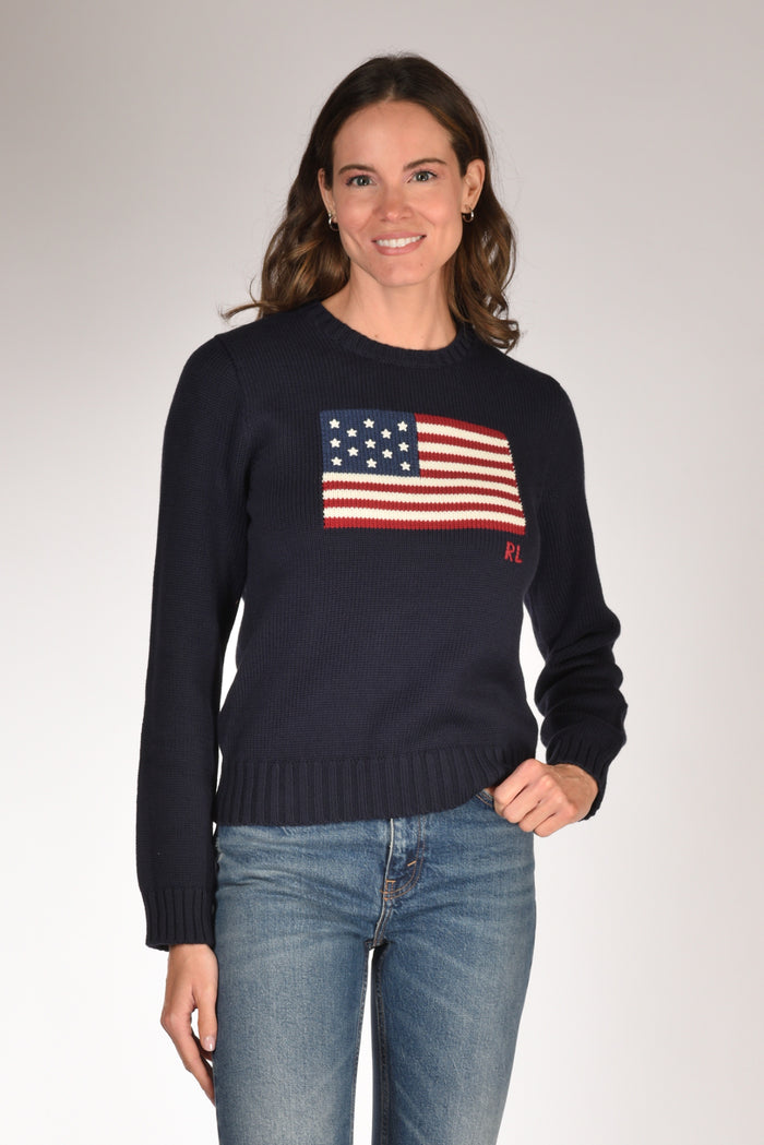 Polo Ralph Lauren Maglia Bandiera Blu Donna - 1