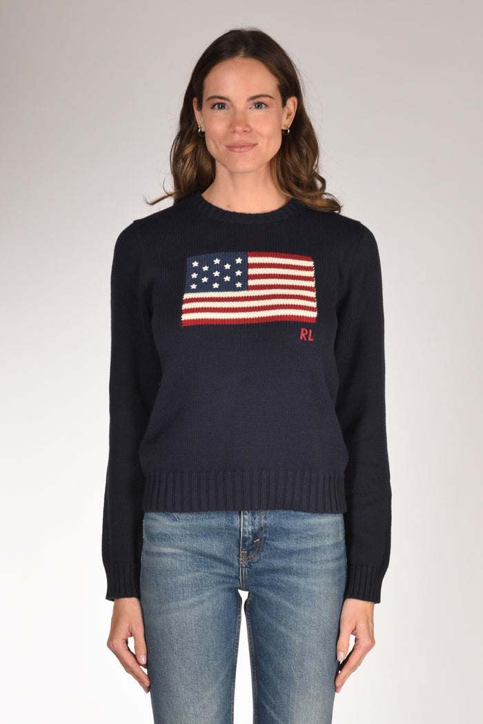 Polo Ralph Lauren Maglia Bandiera Blu Donna - 2