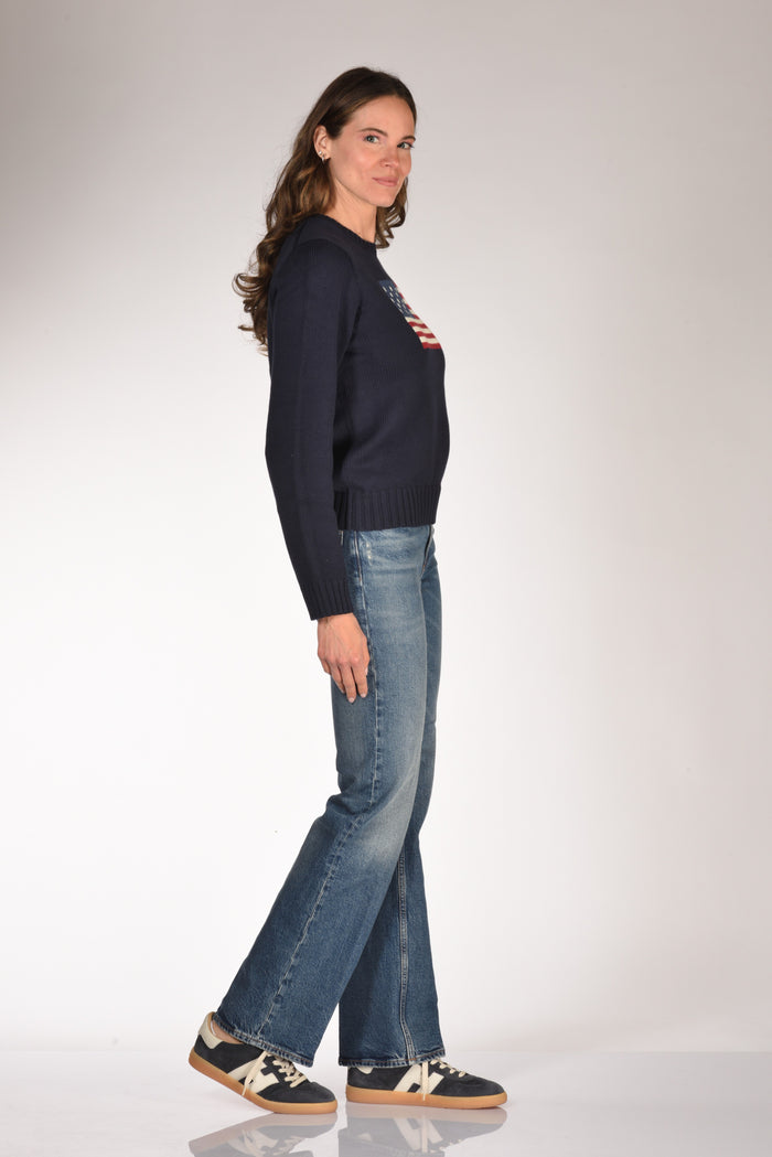 Polo Ralph Lauren Maglia Bandiera Blu Donna - 4