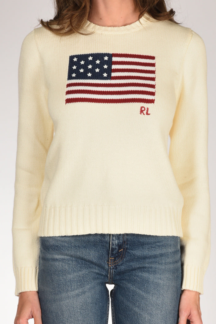 Polo Ralph Lauren Maglia Bandiera Giallo Chiaro Donna - 3