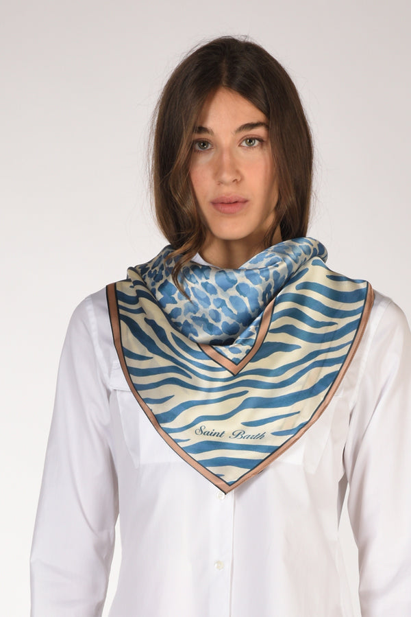 Mc2 Saint Barth Foulard Kitana Beige Chiaro/blu/azzurro Donna