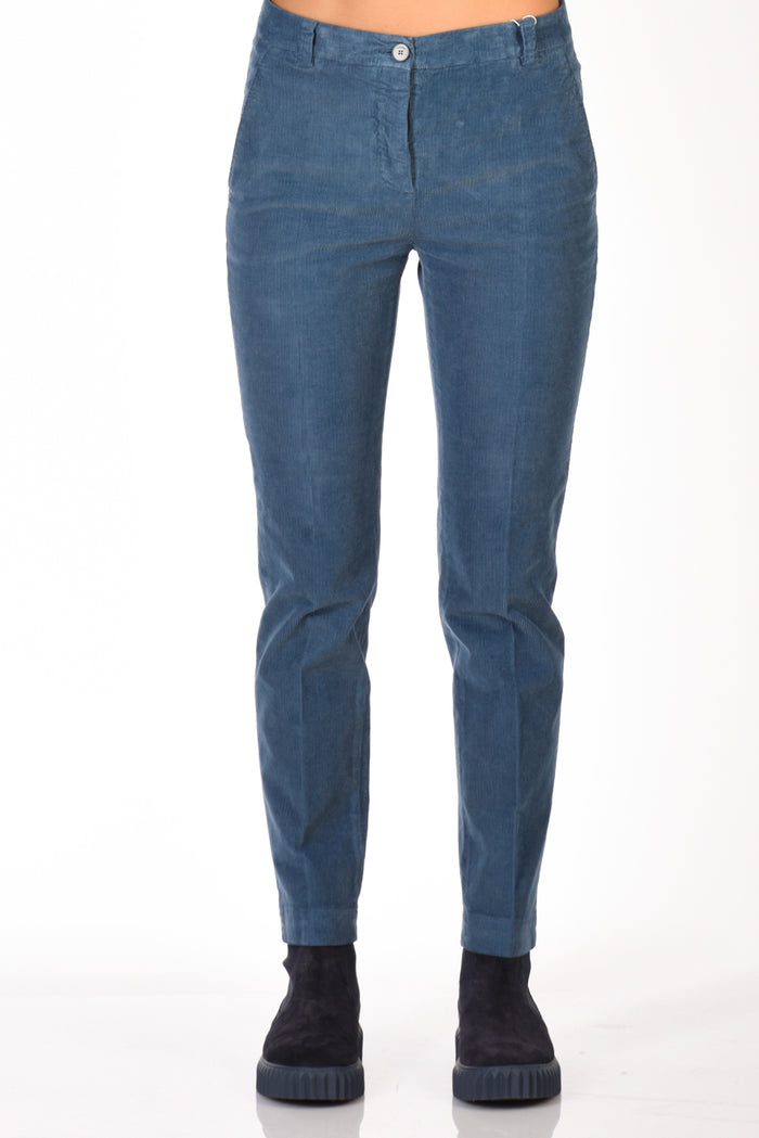Incotex Slowear Pantalone Leyre Azzurro Scuro Donna - 3