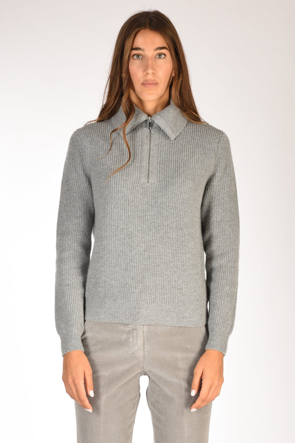 Zanone Slowear Maglia Zippata Grigio Donna-2