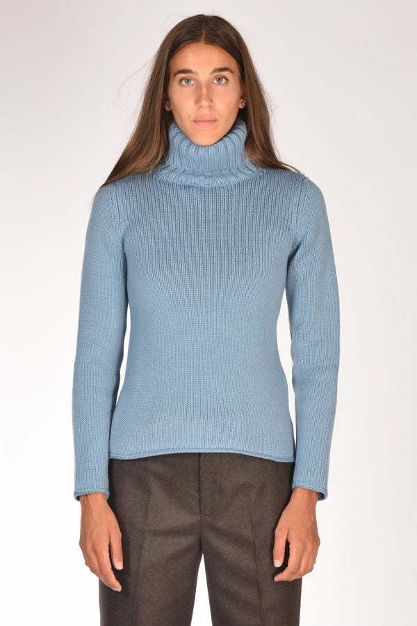 Zanone Slowear Maglia Collo Alto Azzurro Donna-2