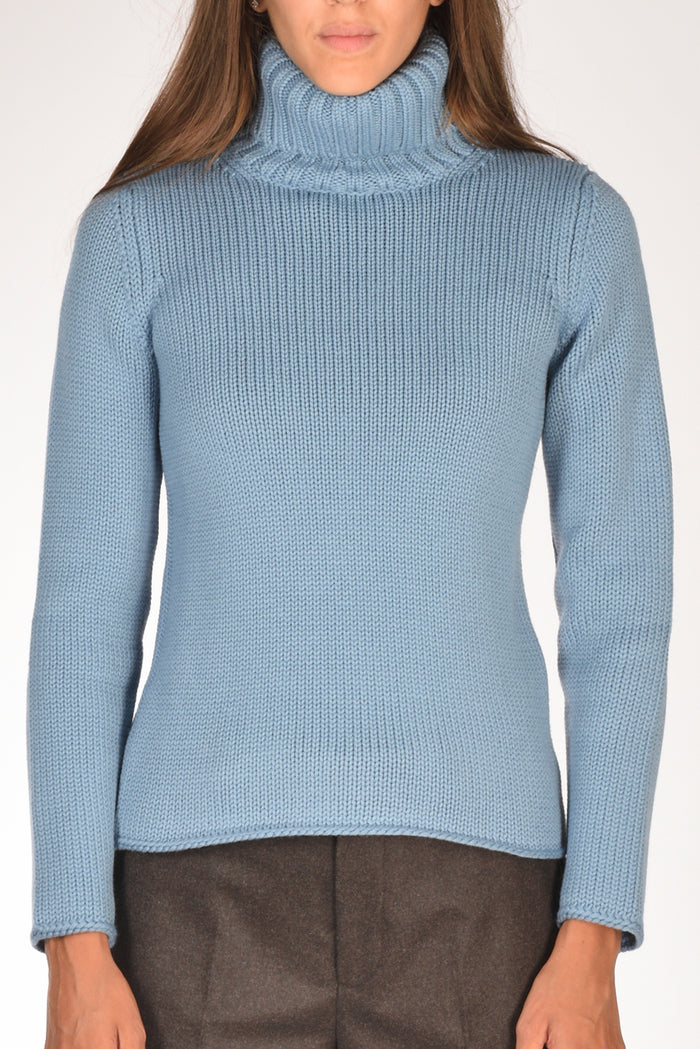 Zanone Slowear Maglia Collo Alto Azzurro Donna - 3