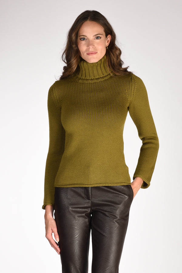 Zanone Slowear Maglia Collo Alto Verde Donna