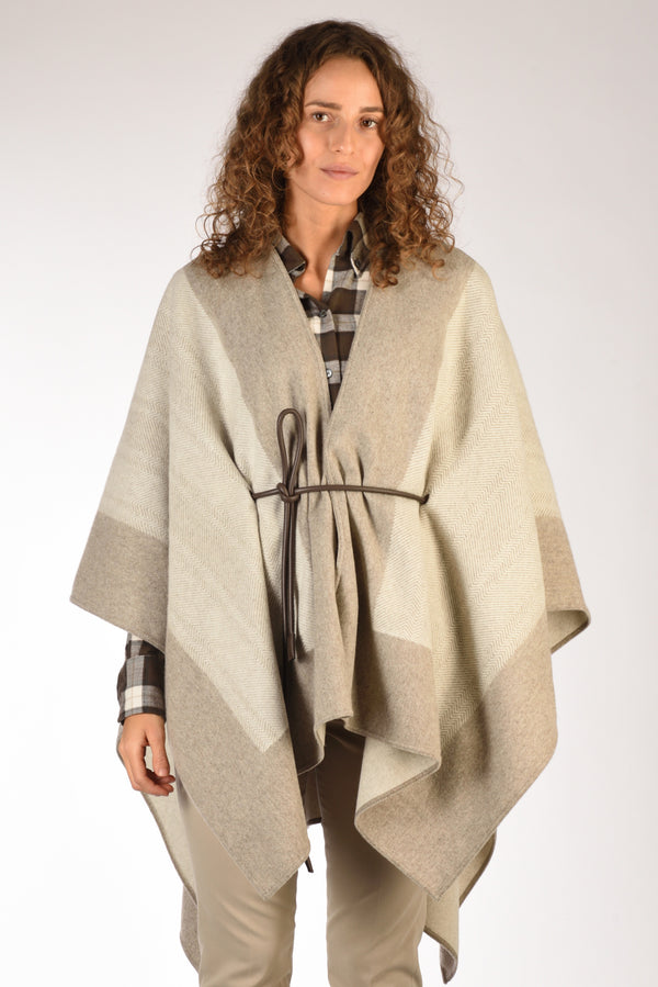 Zanone Slowear Poncho Rescato Beige Grigiato Donna-2