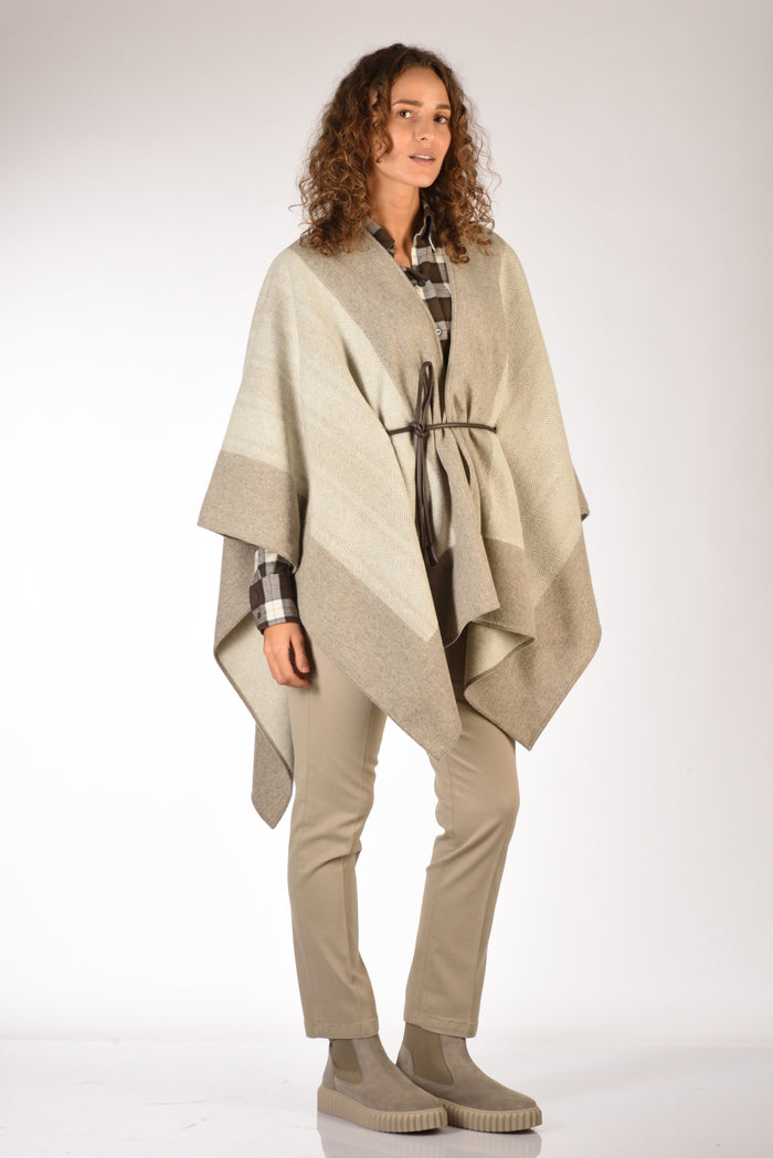 Zanone Slowear Poncho Rescato Beige Grigiato Donna - 3