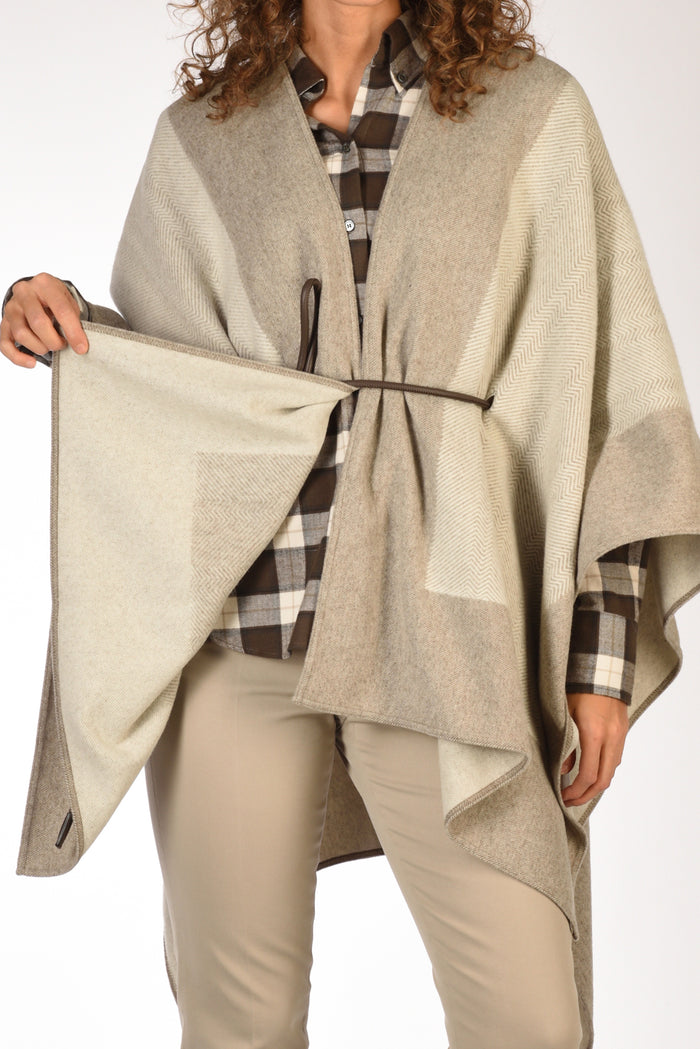 Zanone Slowear Poncho Rescato Beige Grigiato Donna - 5