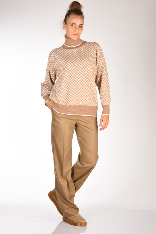 Pt Torino Pantalone Ambra Beige Scuro Donna-2