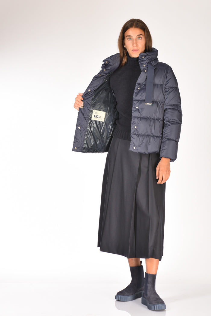 Herno Cappa In Raso Blu Donna - 5
