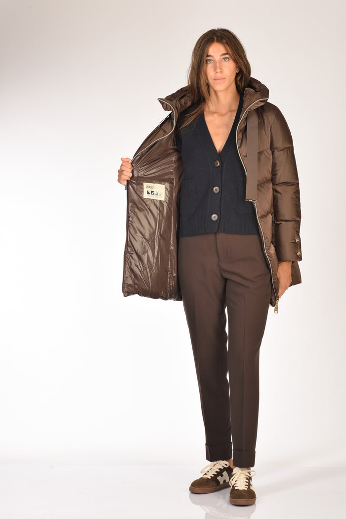 Herno Piumino In Raso Marrone Donna - 6