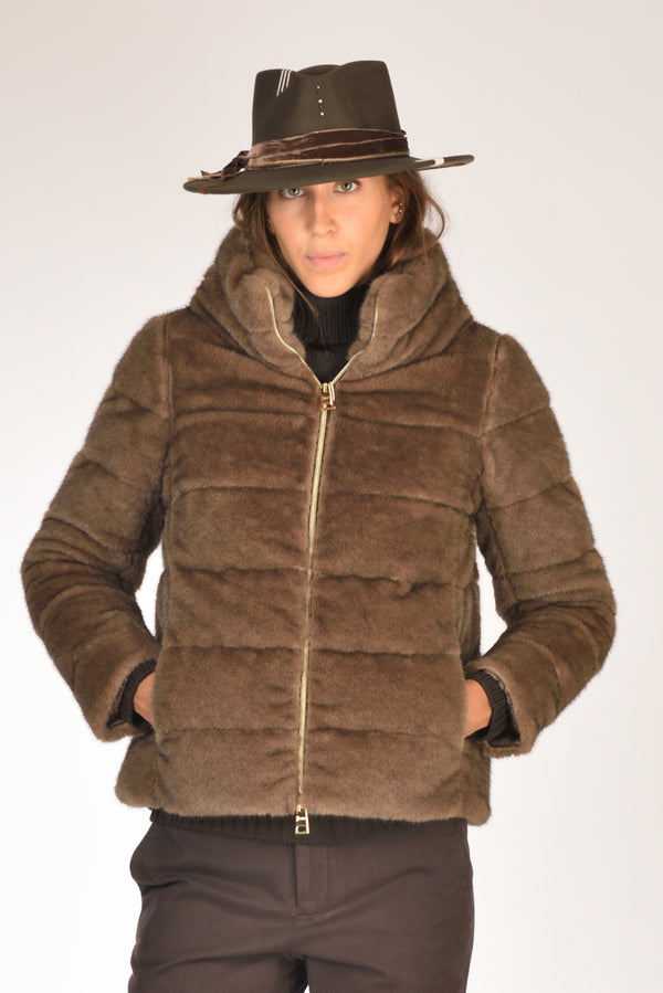 Herno Piumino Corto Marrone Donna